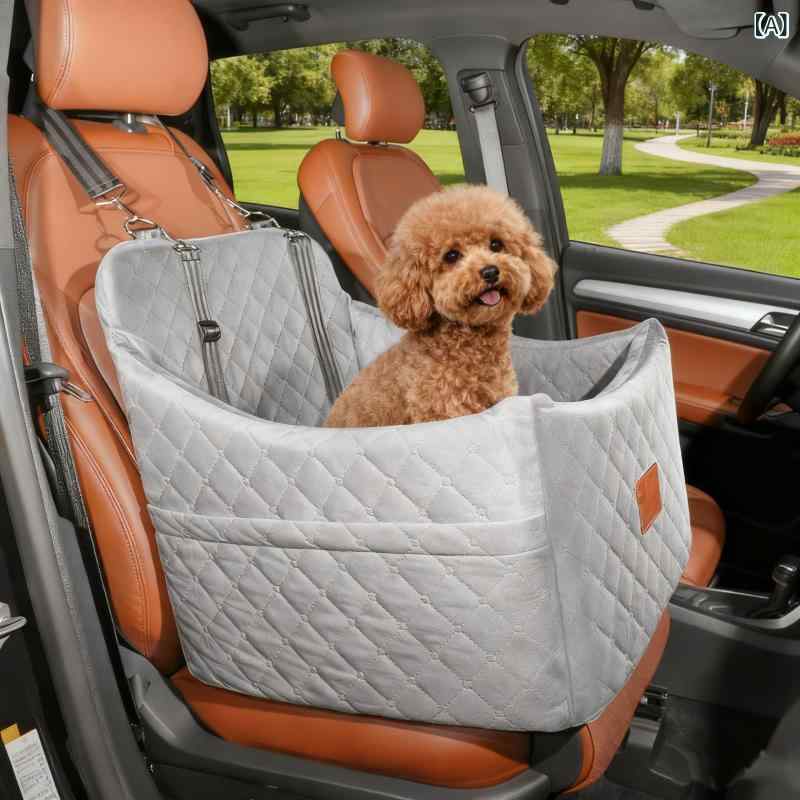 愛玩動物 車載 犬用臥榻 小型犬 居敷き 副動かす席 底部加高 可拆洗 オール時節 薄墨色 黒いこと ベージュ 大透かし彫り 洗える オール時節 車載用 座布団 好いたらしい