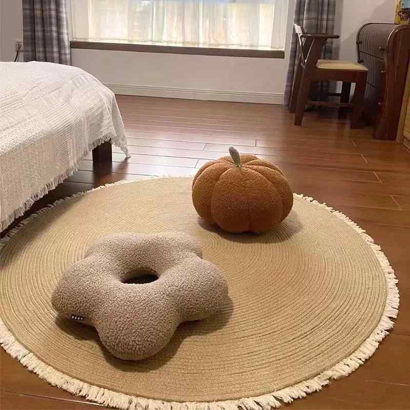 引っ敷き 家敷き地 部屋の入り口引っ敷き リビング 痛いところ引っ敷き 麻 手工芸 丸型 楕円面 防滑 分かりやすい 流す 綿縄索  白 黒 ・柑其 灰 室内 御厨子所 縁側 オール時節