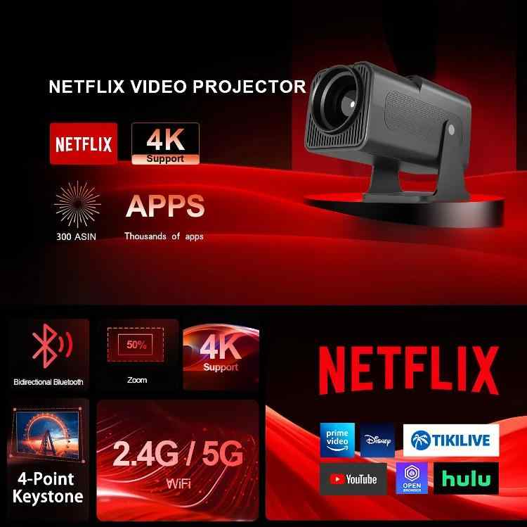 映写機 可動性 携帯型 老人ホーム 高品位テレビ 黒 65W 1080P 300lm 30-200in 身寄り用
