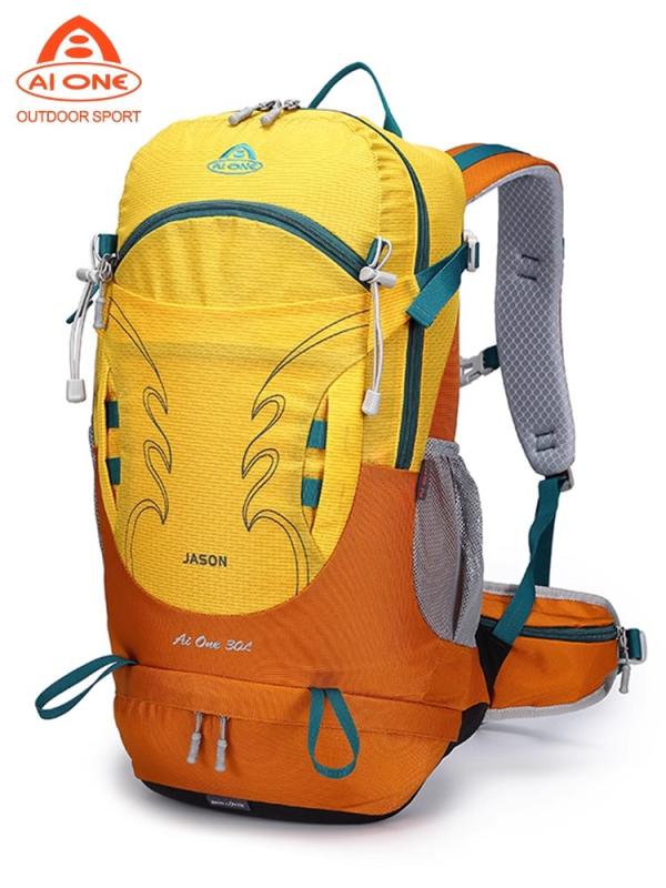 アウトドア 山登り 背嚢 メンズ レディース ナイロン 雨合羽 軽さ 通気性 黒 橙 灰 30L 難民キャンプ 山歩き 旅する サイクリング