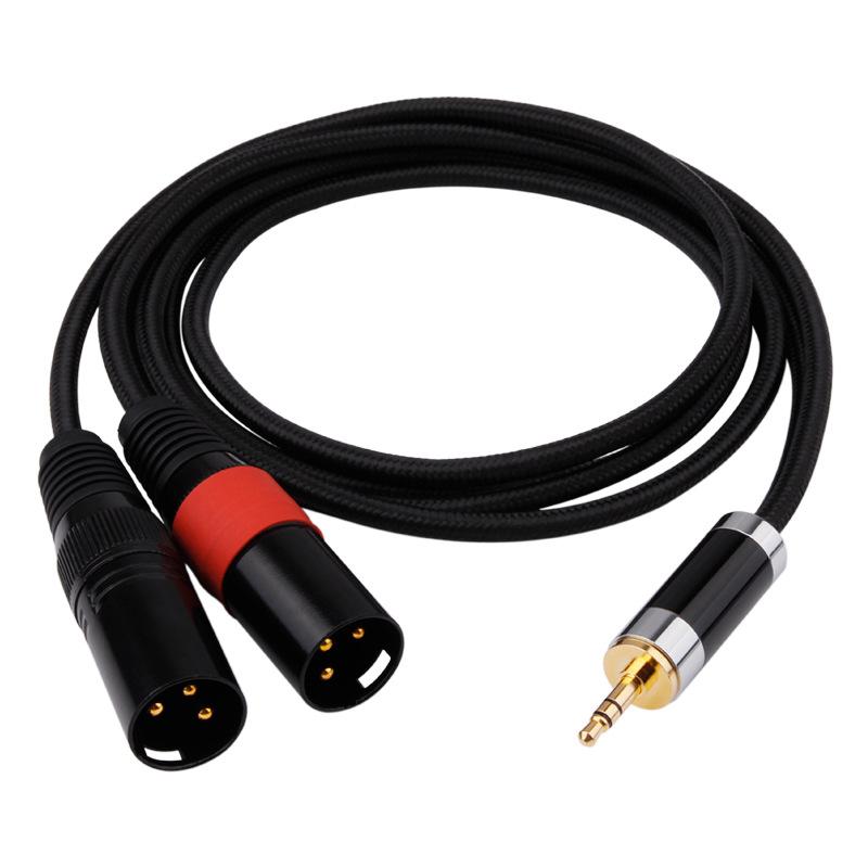 オーディオ有線テレビ 3.5粍 2XLR 無O銅 銀メッキ 遮蔽物 黒