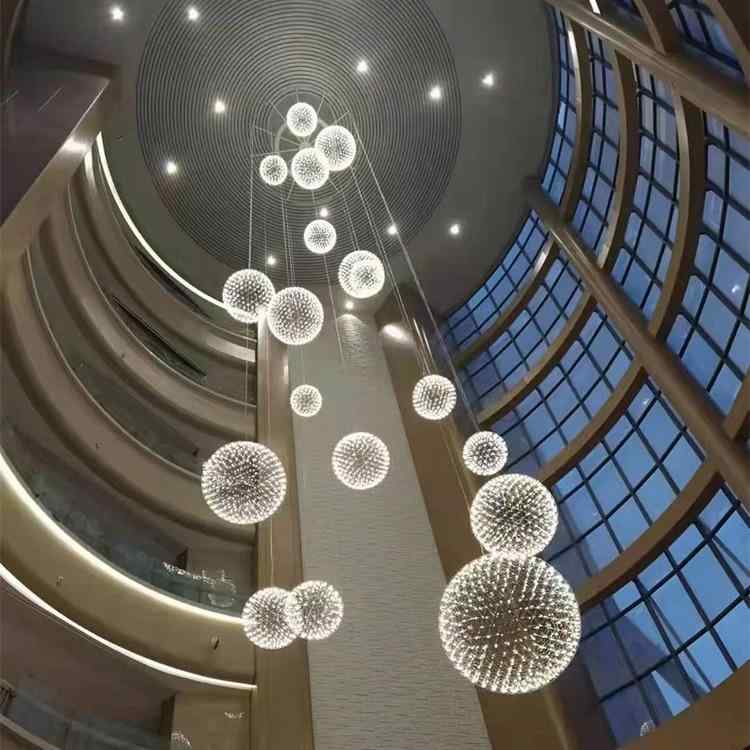 吊り下げ点火装置 室外 ステンレス鋼 LED 暖光 白光 泊まり 大堂 商業主義創業 かざり付ける用 球型 複数形大きさ