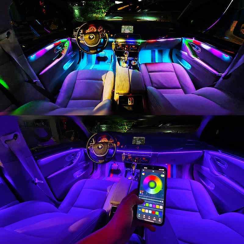カー インテリア ライト RGB 幻彩 車内 装飾 雰囲気 LED 導光 ストリップ ライト ベルト 改装 車用|SUPERYOU