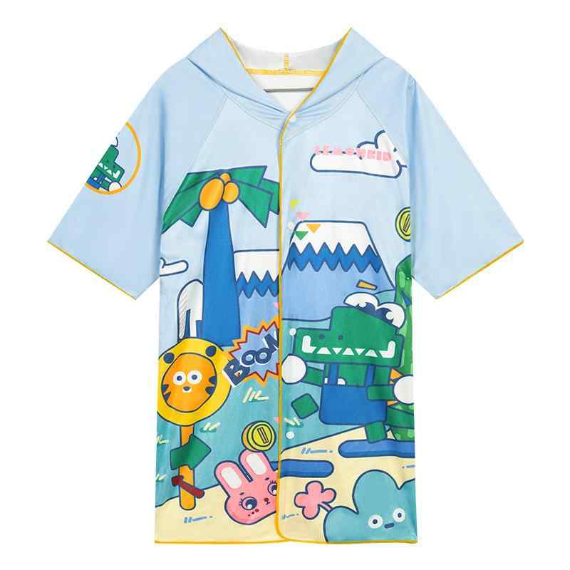 キッズ バスタオル 速乾 バスローブ フード ポンチョ ケープ マント ベビー 子供 タオル ポリエステル ブルー ピンク 紫 恐竜 ウサギ コアラ ユニコーン 軽量 吸水 速乾 日常 プール 海 旅行 動物柄 柔らかい 肌触り 快適|SUPERYOU