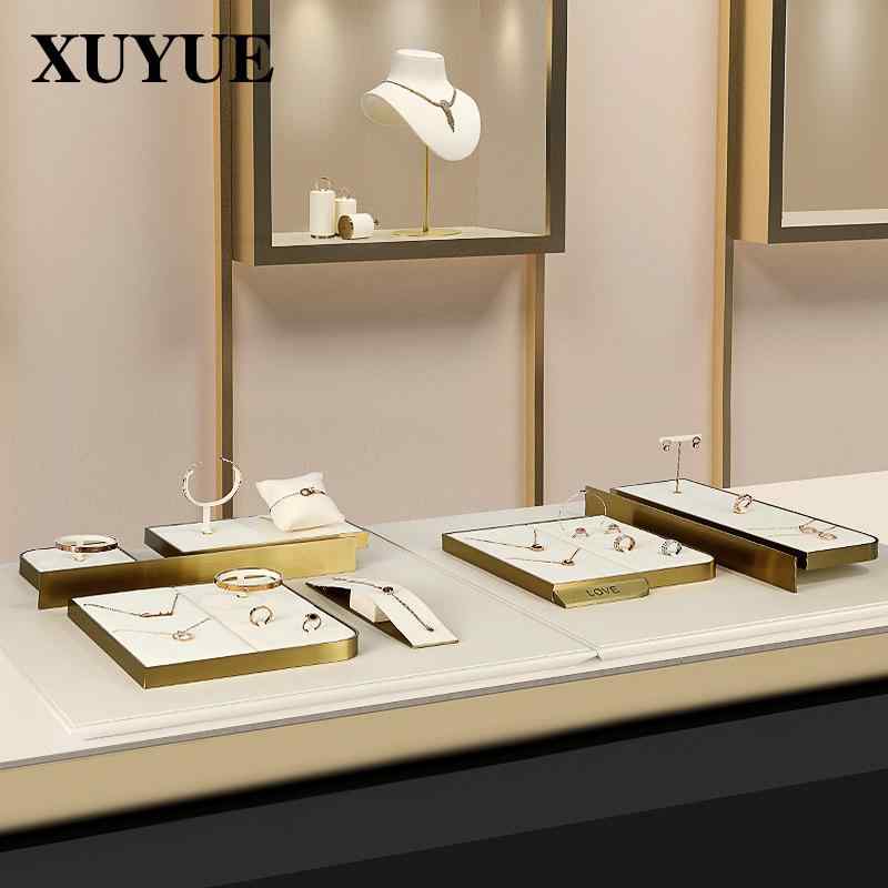 ジュエリー ディスプレイ 金属 ホワイト ショーケース 軽量 展示 スタンド アクセサリー 指輪 ブレスレット ネックレス 収納 軽奢 メタル トレイ スタンド カウンター ディスプレイ|SUPERYOU