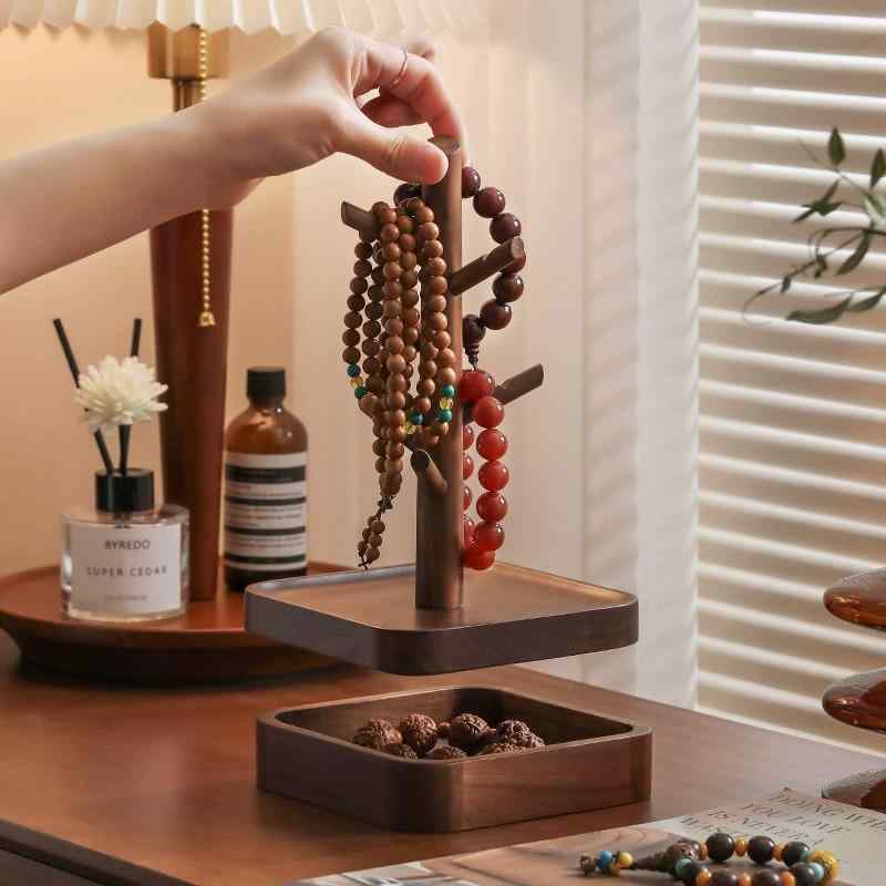 首飾り 収納 胡桃 木製 クラシック デスク ディスプレイ インテリア 木 飾り台 天然素材 伝統 コレクション 展示 アクセサリー 整理 シンプル 木質 置き型 ナチュラル クラシックスタイル｜SUPERYOU