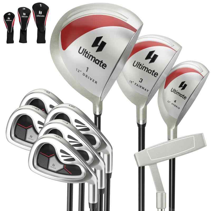 Giantex ゴルフクラブセット 9本 クラブのみ レディース Lフレックス 右利き バッグ無し ヘッドカバー3本付き 初心者 ゴルフ体験の向上 (レッド)
