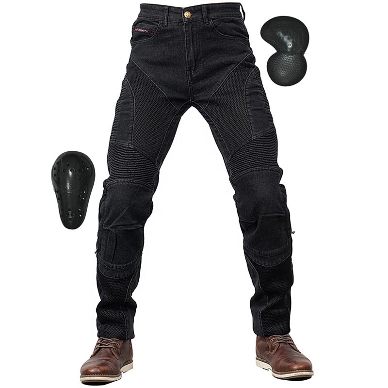 [RENHE] バイクパンツ 夏用 メッシュパンツ メンズ ライディングパンツ プロテクター付き ライダースパンツ 通気 バイクズボン レーシングパンツ 耐磨 ストレート ブラック#633 3XLサイズ
