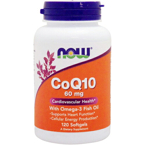 コエンザイムQ10　60mg　＋　オメガ3（フィッシュオイル）　栄養補助食品　美容サプリ　コエンザイムQ10　120粒　ナウ　サプリメント　栄養補助　サプリ　now　アメリカ　ソフトジェル