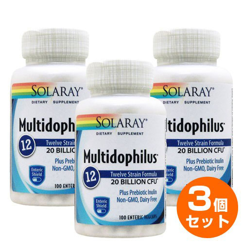 【3個セット】お得サイズ マルチドフィルス プラス12（プロバイオティクス12株200億配合）　100粒 054-49300TSI2 アシドフィルス菌Solaray｜SUPMART USA