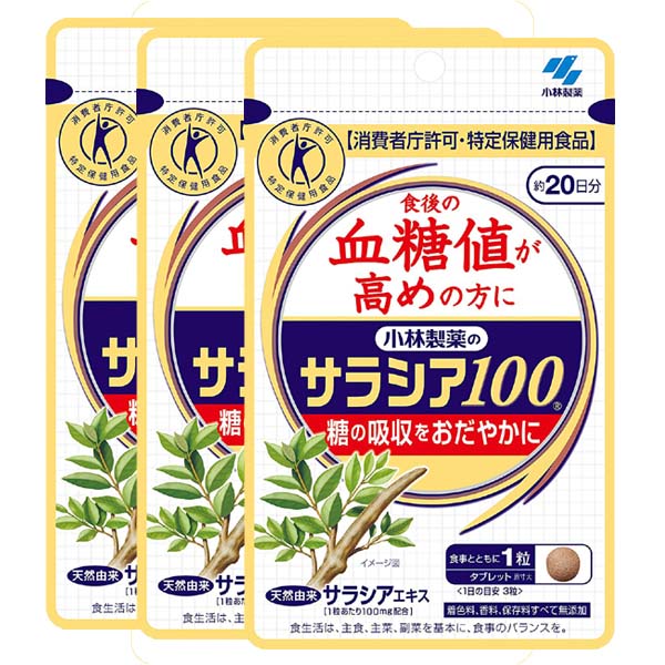 小林製薬 サラシア100 60粒 およそ日曜min 3個一揃い 食後の血サッカライド御代が高めの方面に 糖の吸込むをおだやかに Barlo Com Br