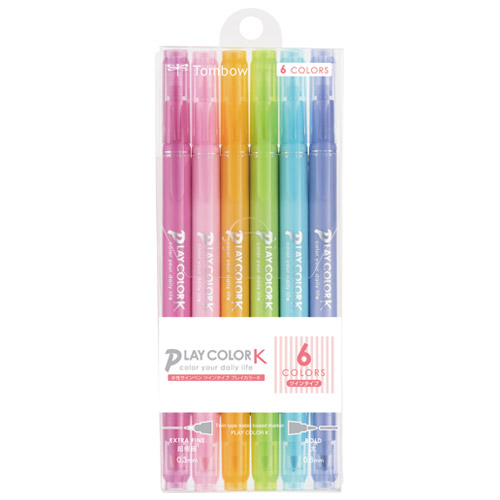 楽天市場】トンボ鉛筆／水性サインペン プレイカラーK 6色セットB（GCF