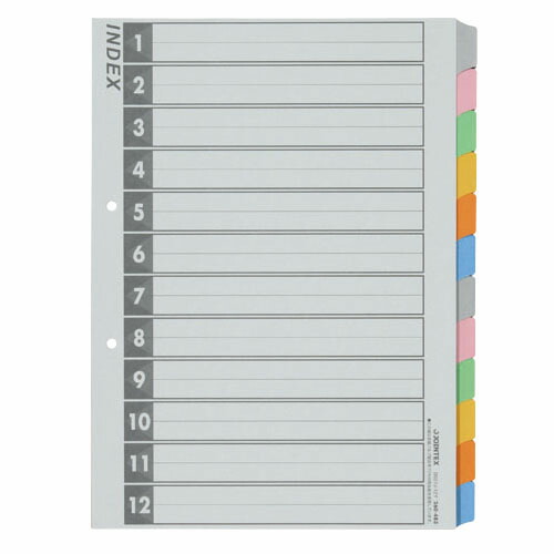 インデックスA4S 6色12山 50組 D027J-12Y10｜Business Supply Shop