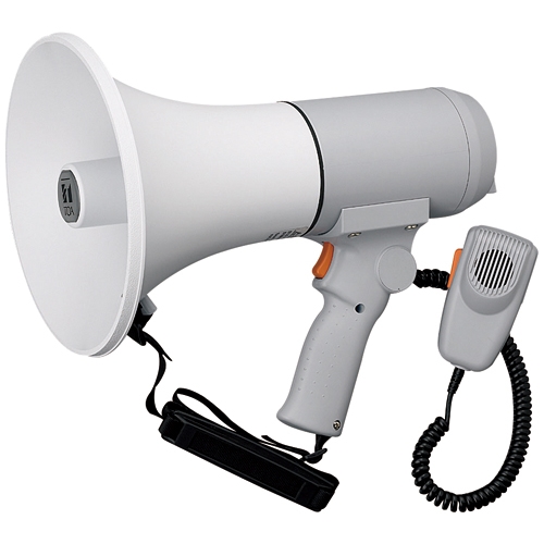 TR ノボル ショルダータイプメガホン13Wホイッスル音付き (電池別売) 楽天市場】トランジスタメガホン13Wショルダー型TM-208