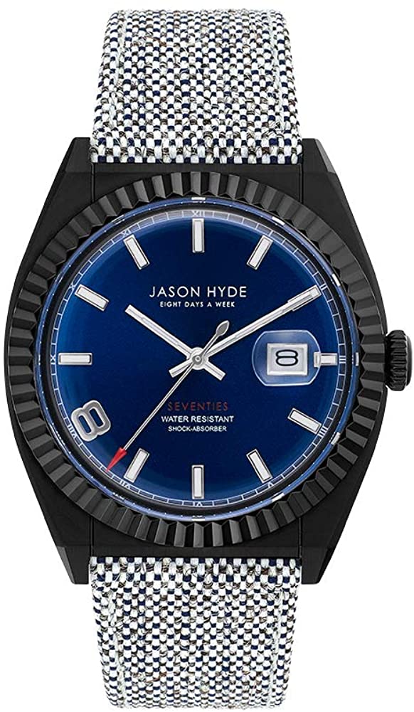 JASON HYDE ジェイソン・ハイド ウオッチ メンズ I HAVE A DATE オーガニックウール 黒いこと×青碧 JH30006