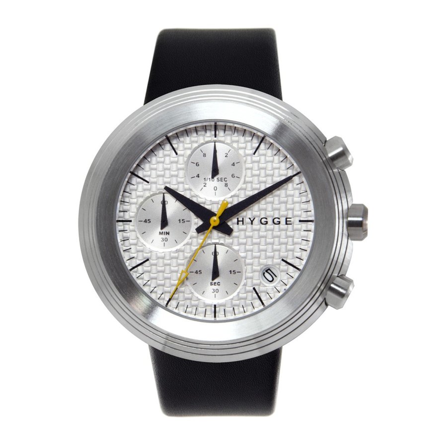 HYGGE ヒュッゲ 腕時計 クロノグラフ ホワイト ブラック レザー メンズ セイコー 2312 LEATHER／WHITE DIAL