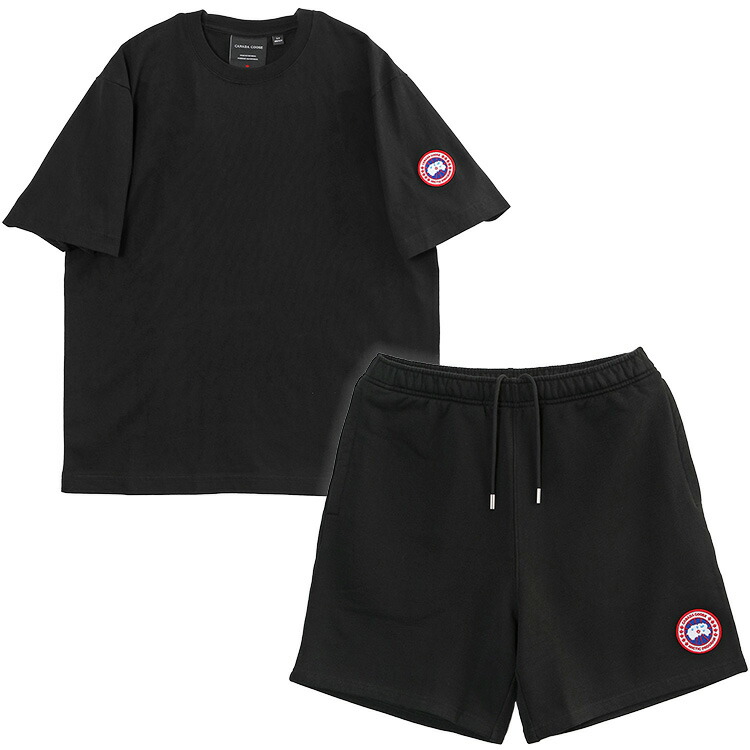 カナダグース CANADA GOOSE セットアップ ノヴォ ティーシャツ 衣裳 さる股引き 1328M NOVO T-SHIRT/1542M ROVE SHORT-9061_BLACK【新作】