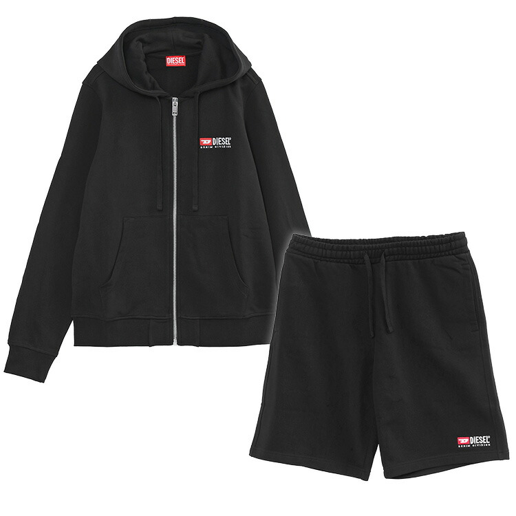 DIESEL ダメージ加工 セットアップ パーカー＆ハーフパンツ M 春夏秋物 DIESEL ダメージ加工 セットアップ パーカー＆ハーフパンツ M 春