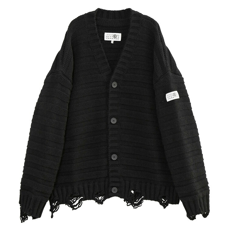 MM6 Maison Martin Margiela / エムエムシックスメゾンマルタンマルジェラ | 2009SS | コットン  Vネック ロング カーディガン | L | ブラック | レディース MM6 Maison Martin Margiela / エムエムシックスメゾンマルタン