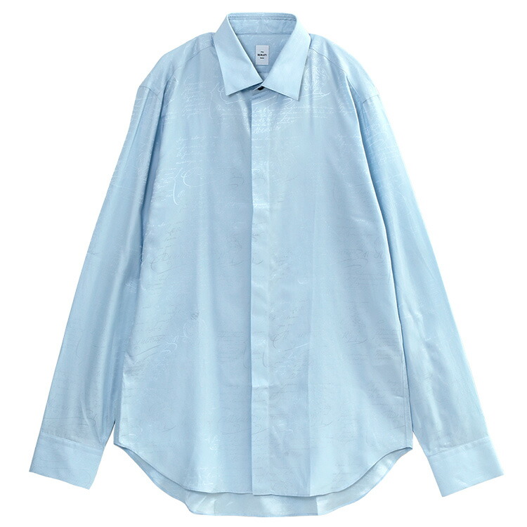 MFK BERLUTI スクリット 長袖シャツ スカイブルー MFK BERLUTI