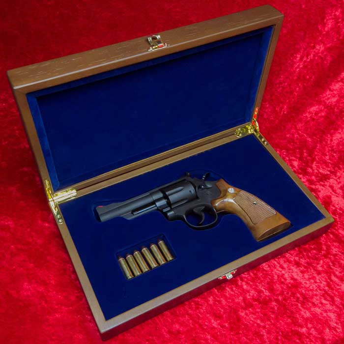 S&W M19 Combat Magnum 4inch 専用 Gunケース 高級木製化粧箱 コレクションボックス Blue Model