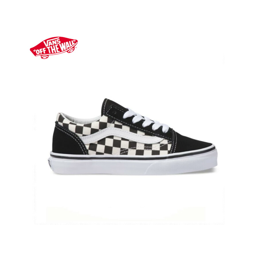 バンズ キッズ オールドスクール 黒/白 チェック VANS Kid's Old Skool (Primary Check)black/white【送料無料！即納】