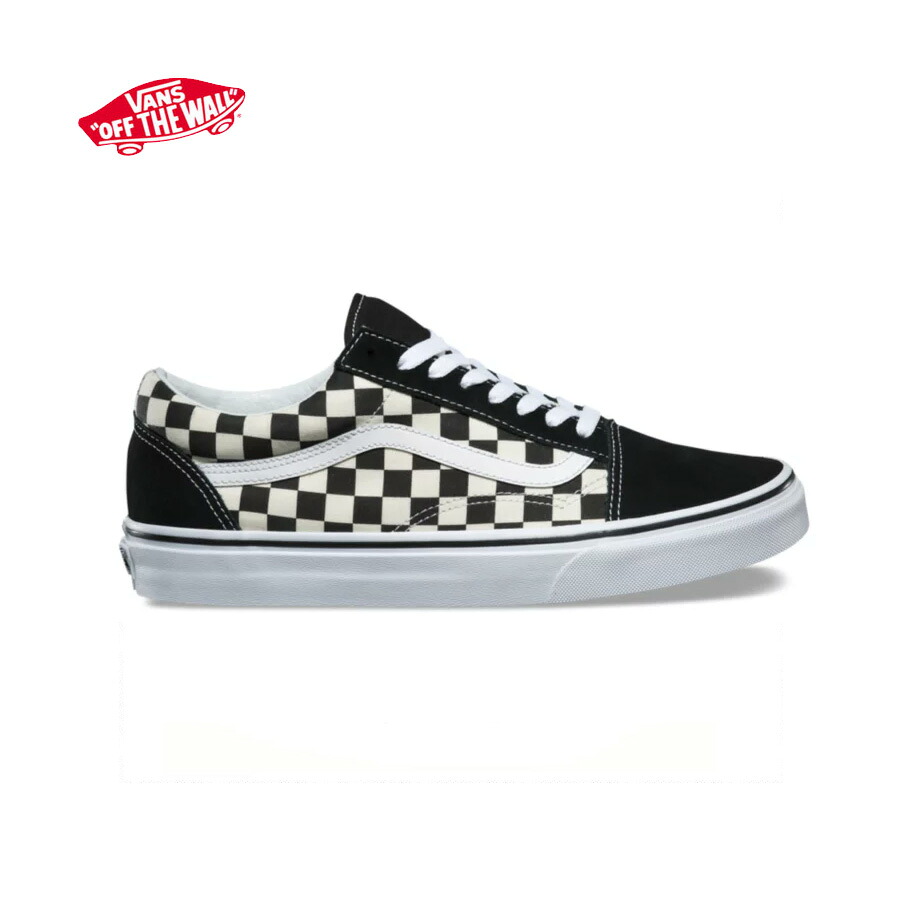 ヴァンズ 年寄りの学校 照合のしるし･黒/白 VANS Old Skool (Primary check)black/white 貨物輸送無料