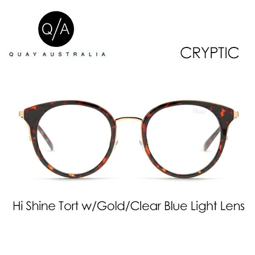 QUAY AUSTRALIA キー オーストラリア サングラス アイウェアー,sale●CRYPTIC Hi Shine Tort w/Gold/Clear Blue Light Lens
