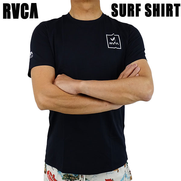 市場 RVCA メンズ半袖 SURFSHIRT S BLACK SURF UVカット SHIRT UVA RASHGUARD 男性用水着 サーフシャツ UVB  ルーカ