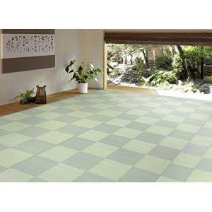 【新生活】洗えるい草風カーペット 倉間 江戸間10畳 抗菌機能付き (348cm &times; 440cm) (グリーン)【取寄商品】【北海道・沖縄送料別】｜サプライズ2