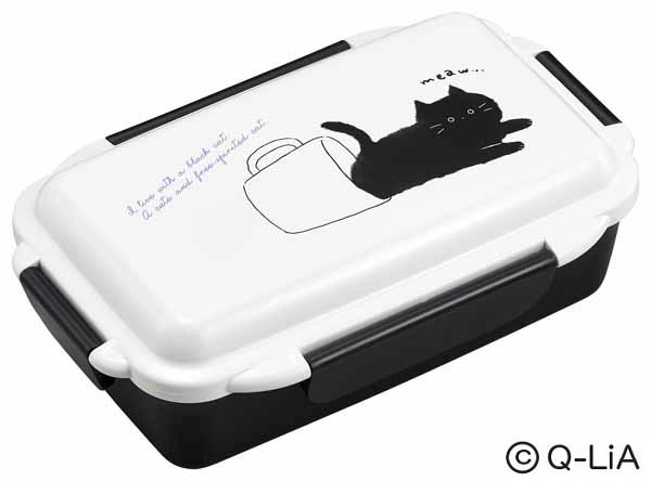 black cat ランチボックス(仕切付) オーエスケー 日本製 弁当箱 BC PCD-500画像