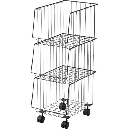 東谷 スタッキングワゴン3D (ブラック) (W26.5×D37.5×H73) 【送料無料（北海道・沖縄送料別）】