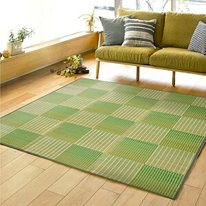 【新生活】 収納簡単 い草ふっくらラグ クレパス (180cm × 240cm) (グリーン) 【取寄商品】【北海道・沖縄送料別】