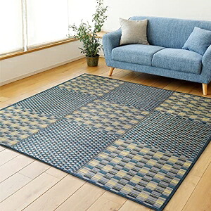 【新生活】収納簡単 い草ふっくらラグ キハチ (240cm &times; 320cm) (ブルー)【取寄商品】【北海道・沖縄送料別】｜サプライズＷＥＢ 14,393円
