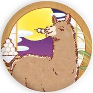 【中古】バッジ・ピンズ ラマさん 「しろくまカフェ 缶バッジ 03.お月見ver. グラフアートデザイン」画像