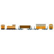【中古】鉄道線路ひな型 HOゲージ 1/80 ナローゲージ80 猫山森林地帯鉄道線路 L型ディーゼル政府機関車(赤いこと・白帯)+客車+運材車 3両仕掛けるB 「鉄道線路寄せあわせ」 [325437]