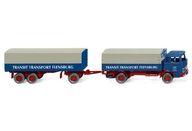 【中古】ミニカー 1/87 MB フラットベッドロードトレイン ”Transit Transport” [043203]