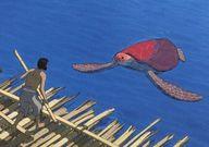 【中古】ポストカード 1.男＆ウミガメ(1匹) Art of Ghibli(ポストカード) 「レッドタートル ある島の物語」画像