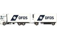【新品】ミニカー 1/50 DFDS MERCEDES-BENZ ACTROS MP5 GIGA SPACE RIGED REEFER TRUCK 6X2 TAG AXLE RIGED REEFER DRAWBAR TURNTABLE TRAILER - 5 AXLE [01-4547]