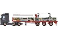 【新品】ミニカー 1/50 Stone base VOLVO FH5 GLOBETROTTER 6X2 TWIN STEER BRICK TRAILER - 3 AXLE [01-4542]