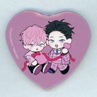 【中古】バッジ・ビンズ 嵐＆ハナメ(dear signal/描き下ろし/ちびキャラ) 「フェイクファクトリップスCafe and more×コラボカフェ本舗BLANC ハート型缶バッジ」画像