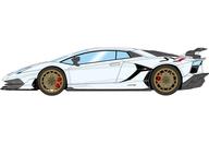 【新品】ミニカー 1/18 Lamborghini Aventador SVJ 2018(ビアンコアイシス×イタリアン縞模様) [EML025F]