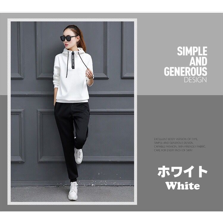 楽天市場 スウェット 長袖 パーカー プルオーバー セットアップ 上下セット ジャージ 薄手 スリム 無地 スポーツウェア ジム 運動 ルームウェア ハーフジップ おしゃれ カジュアル レディース ホワイト 白 ブラック 黒 レッド 赤 Su Su Mu