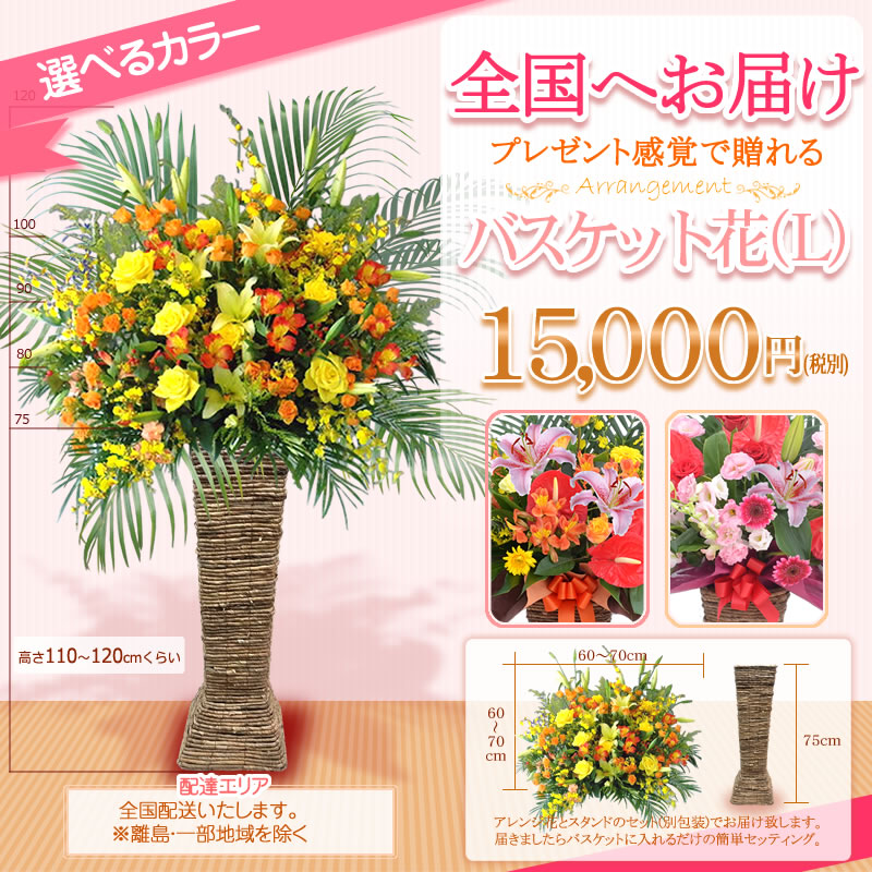 入学 スタンド花 退職 フラワースタンド 開院 お祝い 花 結婚式 ライブ 海老名洋蘭園宅配でお届け 送料無料 栄転 開店 アレンジ花 バスケットm 選べる5色 会場装花 公演 15 000円 税別 高さ1cm位 スタンド花専門 式典 楽屋花 St Bsk あす楽 オープン 入学 スタンド花 退職 フラワースタンド 開院 お祝い 花 結婚式 ライブ 海老名洋蘭園宅配でお届け 送料無料 栄転 開店 アレンジ花 バスケットm 選べる5色 会場装花 公演 15 000円 税別 高さ1cm位 スタンド花専門 式典 楽屋花 St Bsk あす楽 オープン