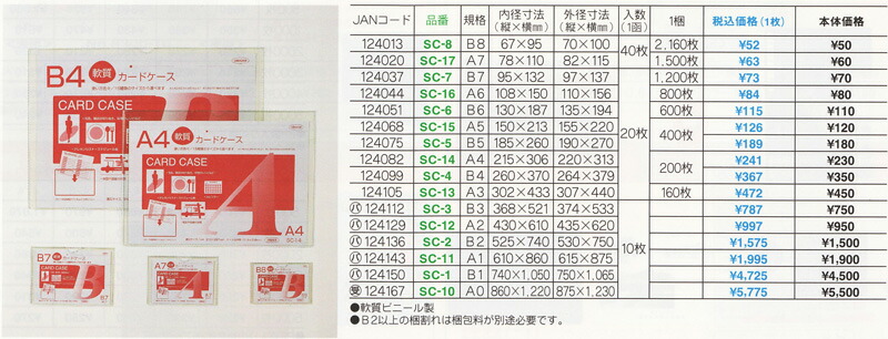 軟質カードケース B3 10枚入 SC-3 / 共栄プラスチック カードケース
