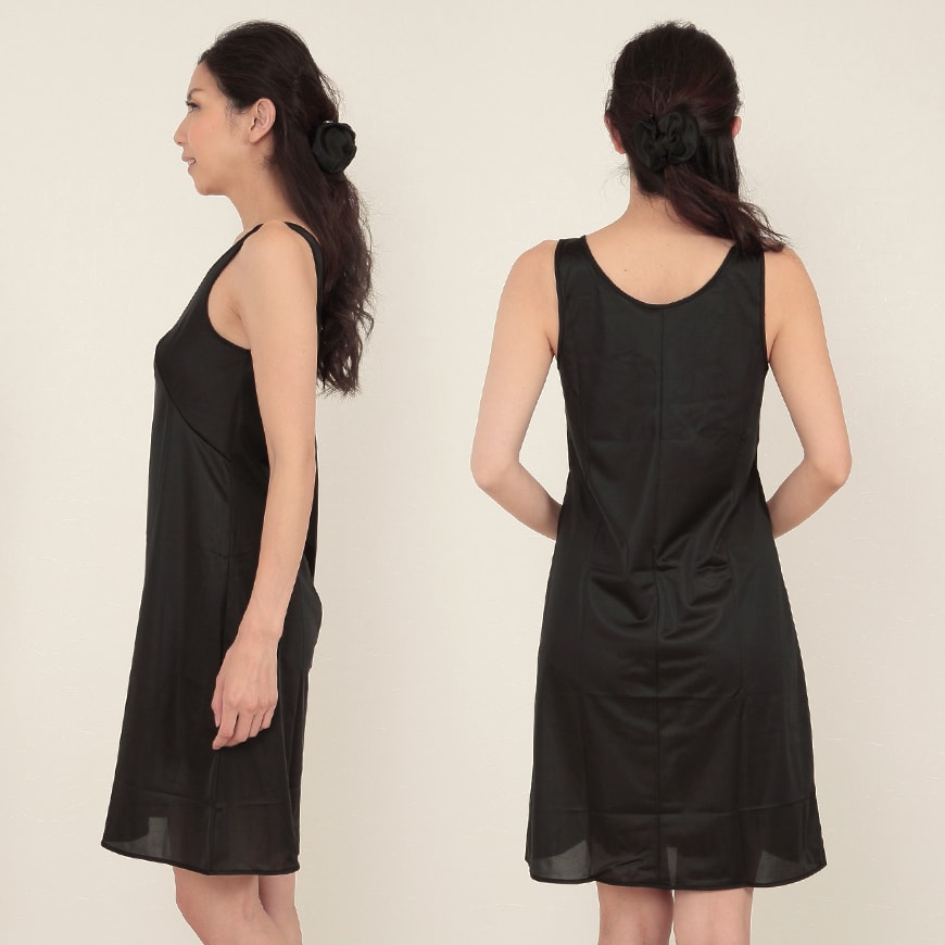 シンプルランジェリー ラン型スリップ バスト80~90cm (レディース 婦人用 女性用 インナー 下着 肌着 浴衣 下着透け対策 透け防止 ベージュ ブラック 黒 ランジェリー 速乾 制電 光沢 ひざ上丈 シュミーズ シミーズ) シンプルランジェリー ラン型スリップ バスト80~90cm (レディース 婦人用 女性用 インナー 下着 肌着 浴衣 下着透け対策 透け防止 ベージュ ブラック 黒 ランジェリー 速乾 制電 光沢 ひざ上丈 シュミーズ シミーズ)