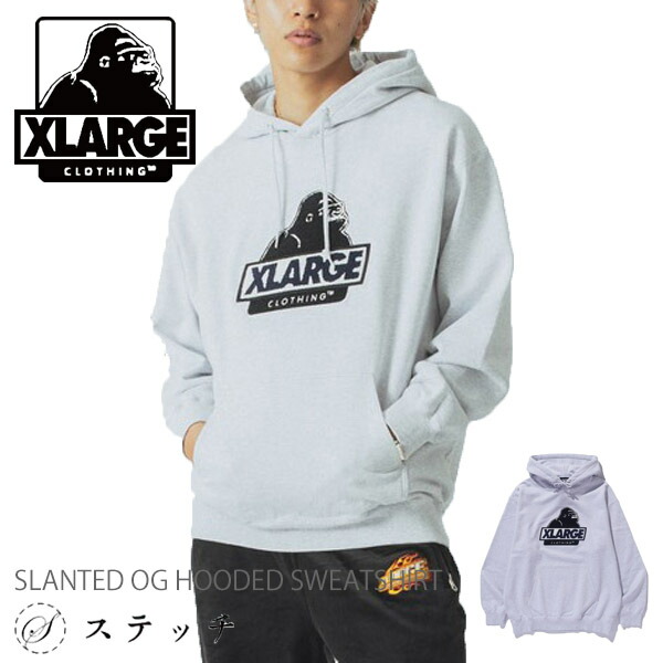 XLARGE エクストララージ スウェット XLARGE トップス メンズ フーディーストリート カジュアル 裏毛 プルオーバー トレーナー スウェット OG刺繍 サガラ刺繍 中学生 高校生 大学生 SLANTED OG HOODED SWEATSHIRT 101244012009