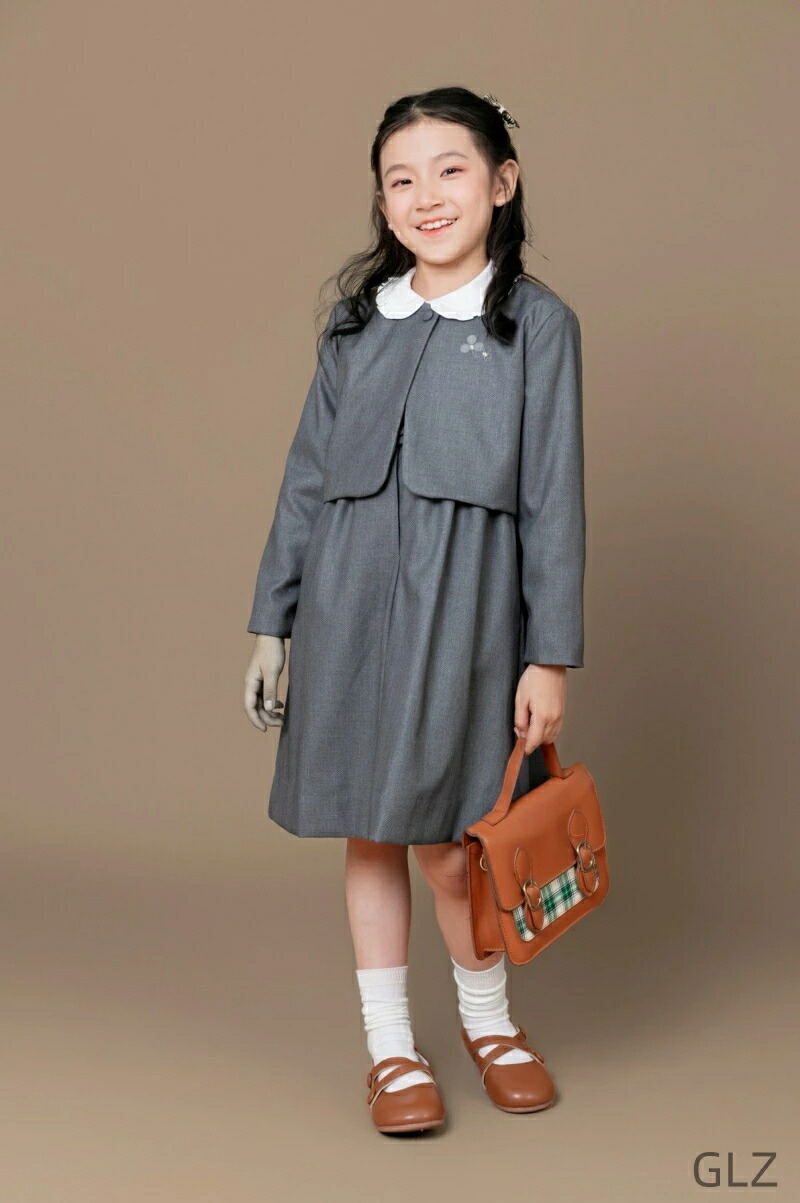 キッズ セットアップ 女の子 秋冬 2026 新作 グレー アカデミースタイル ワンピース ジャケット かわいい セットアップ服　ワンピース　これからの入学式　卒業式　発表会　セットアップ服