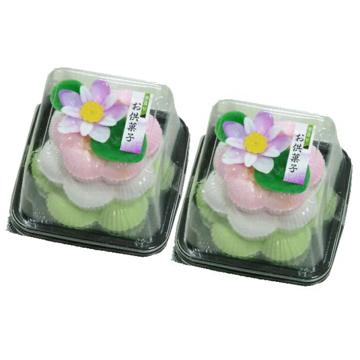 楽天市場 御供菓子 蓮重ね 三段 2個 送料別 落雁 蓮華 お菓子 お盆 お彼岸 すとう楽天市場店
