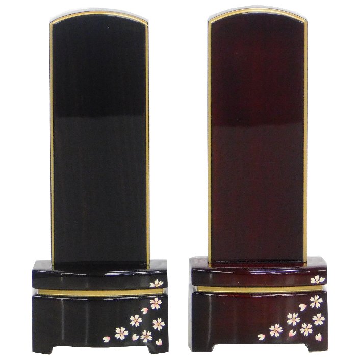 唐木 雪月花 雪丸舞桜 鏡面仕上 5.0号 黒檀 紫檀 モダン 位牌 蒔絵 文字書入れ含み 戒名入れ付 送料無料 ミニ仏壇
